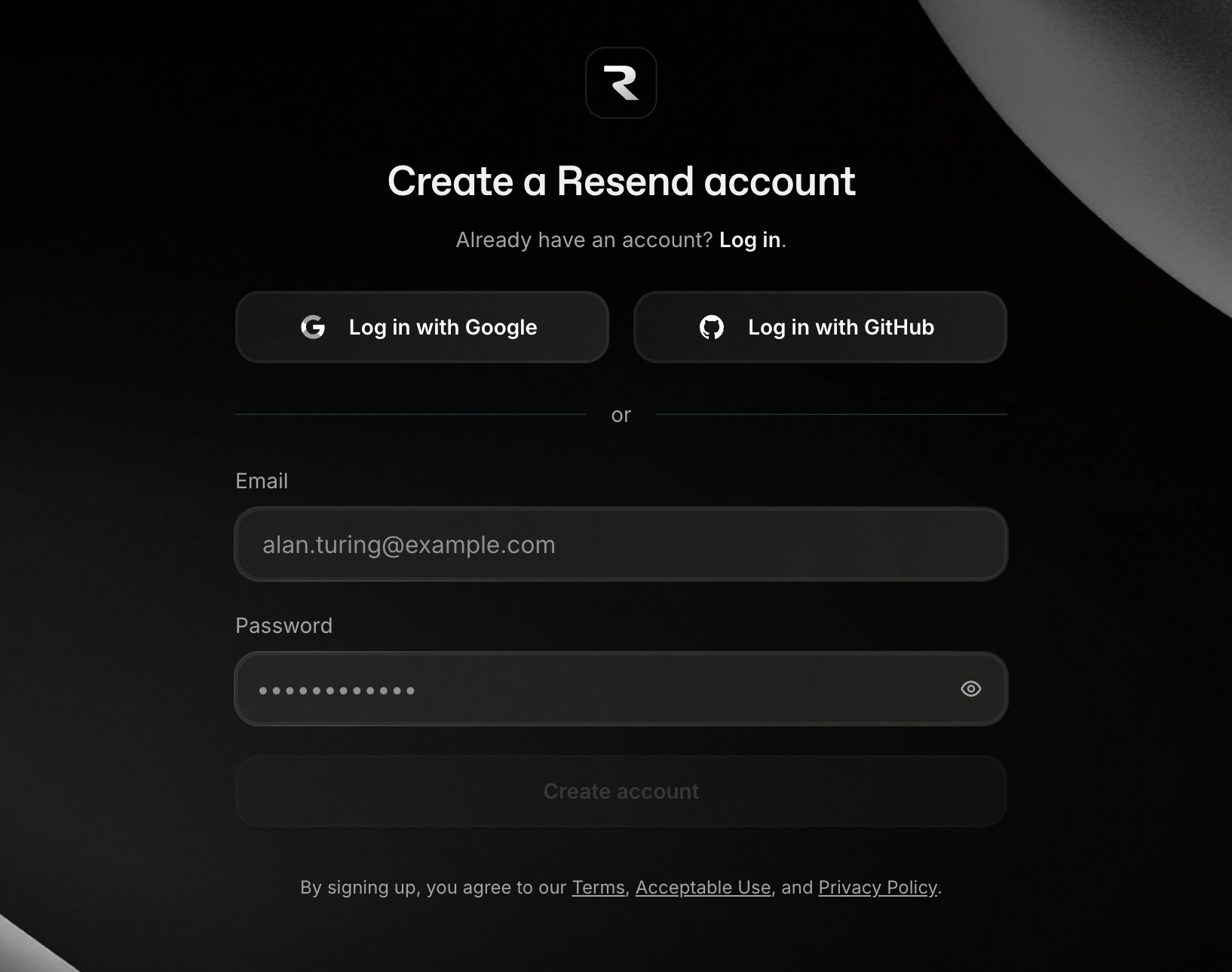 Resend Signup Form