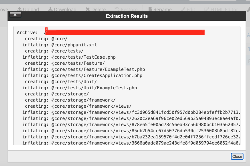 Extract zip file